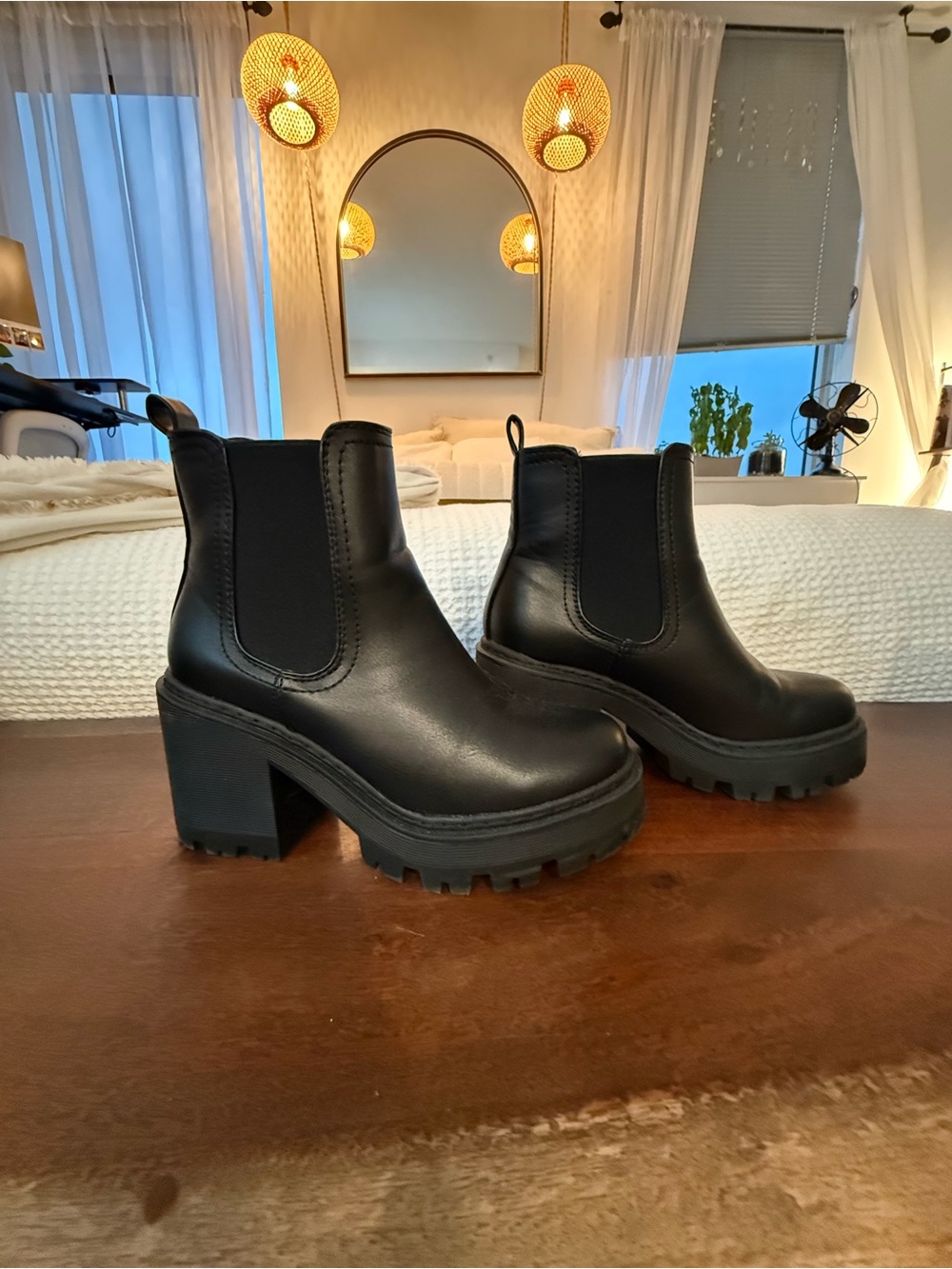 Public Desire Black Chunky Chelsea Platform Booties